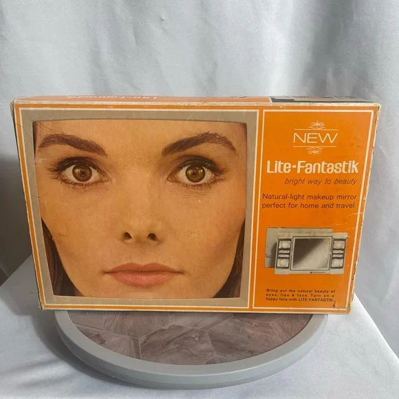 Vintage Lite-Fantastik Lighted Makeup Mirror 1970s Portable Works