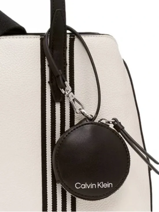 CALVIN KLEIN Millie Round Coin Pouch Keychain-Black-Sleek Minimalist