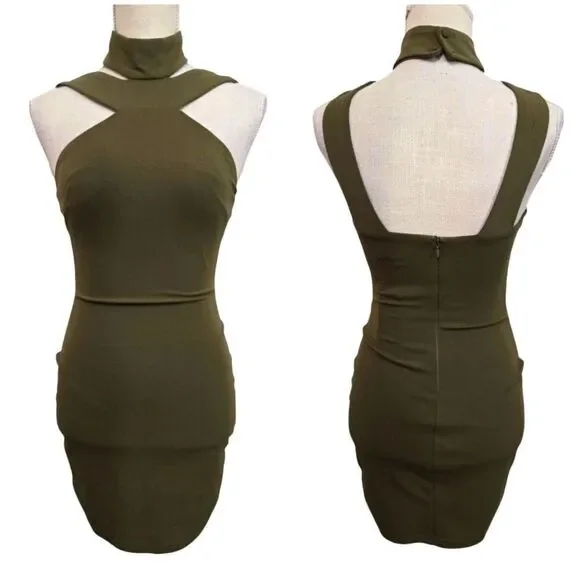 Dance And Marvel Sleeveless Olive Bodycon Dress NWT Sz Small