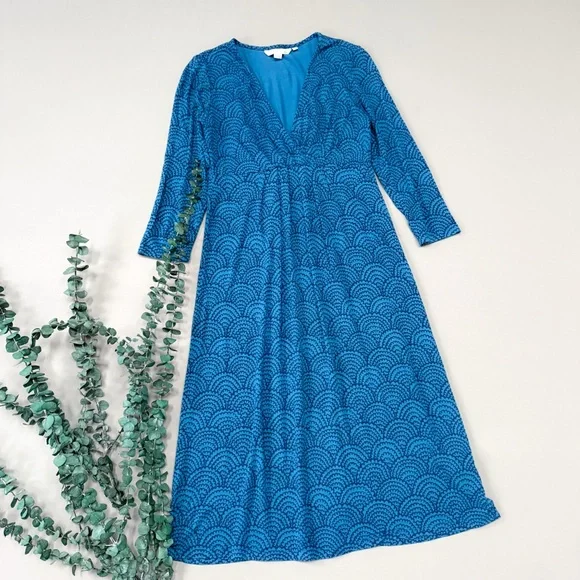 BODEN teal and blue soft knit dressy dress, US 6.