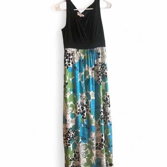 London Times Womens Sleeveless Floral Empire Waist Maxi Dress Black Blue Green 8