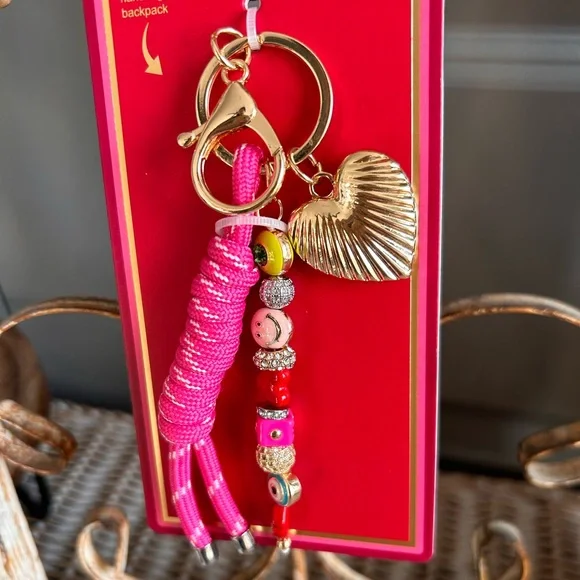 ⚡️15 Piper K Gold Heart and Pink Bag Charm and Key Holder