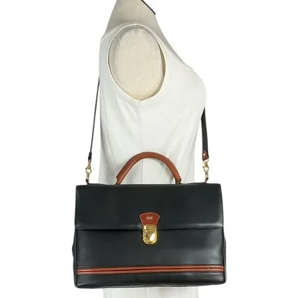 Braun Buffel Leather Business Bag Brown X Large Top Handle Crossbody Vintage