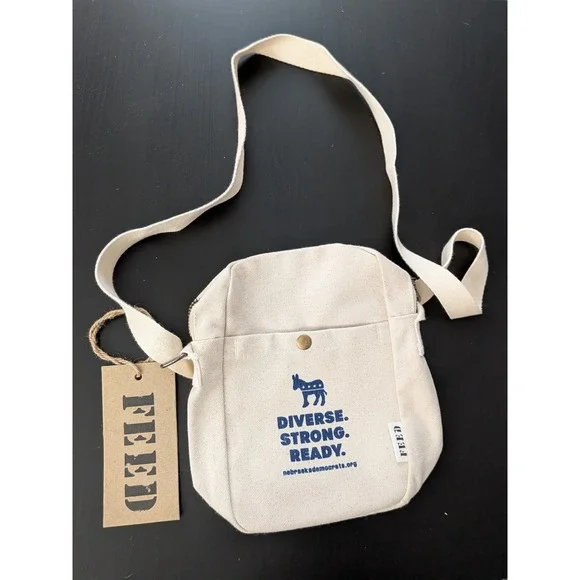 FEED Brand - Crossbody Canvas Bag - Nebraska Democrats NWT 8