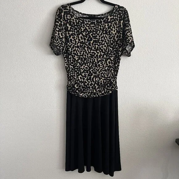 Enfocus Studio Leopard Print Ruched Waist Dress