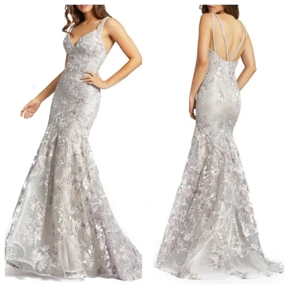 MAC DUGGAL Floral Lace Sequin Mermaid Gown NEW Size 16