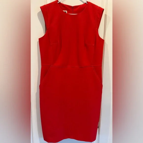 Anne Klein Red Sleeveless Sheath Dress w/Pockets