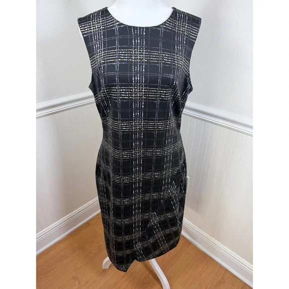 Tommy Hilfiger Plaid Sheath Dress‎ Womens Size 10 Sleeveless Career Office NWOT