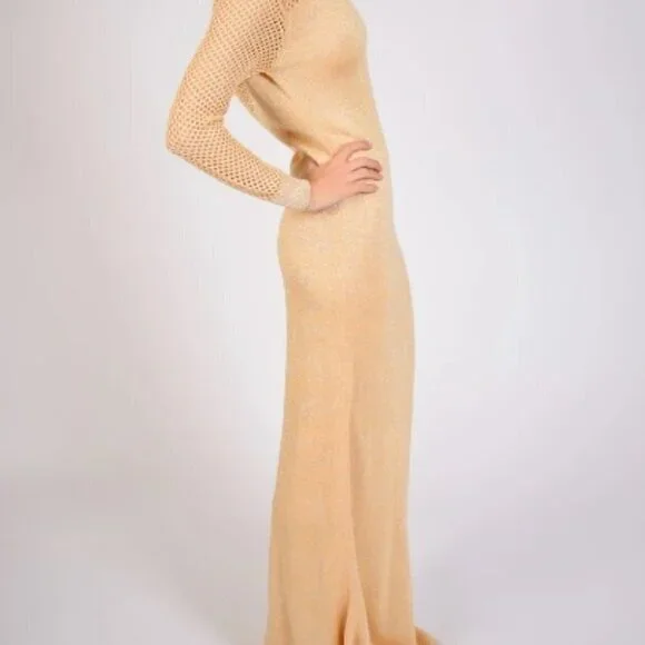 Vintage Anne Fogarty Rare 1960's Gold Knit Gown - Near Mint Condition