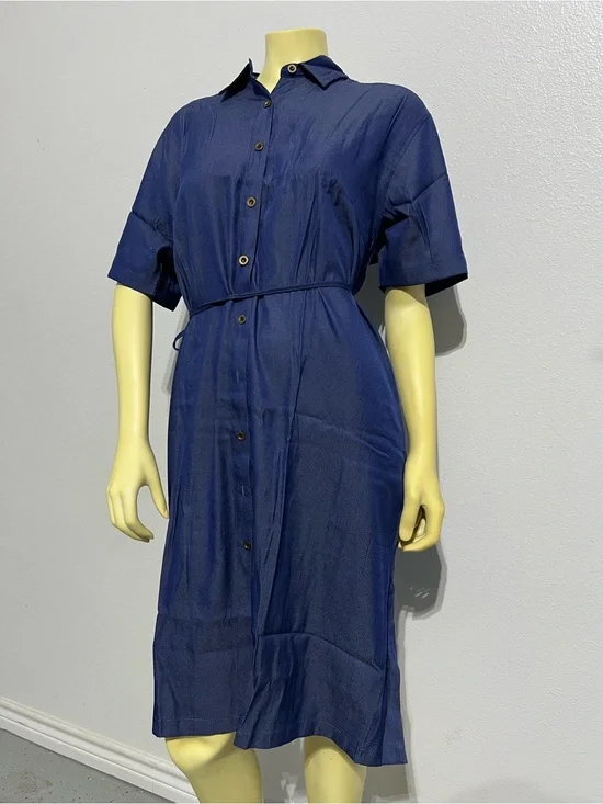 Polo by Ralph Lauren Navy Short-Sleeve Midi Shirt Dress