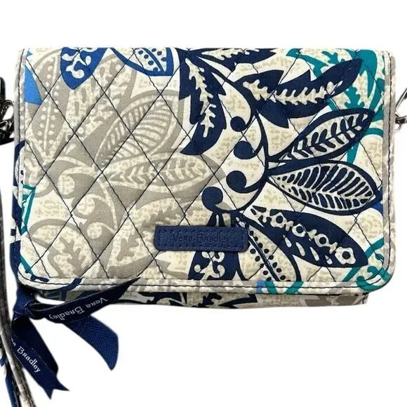 Vera Bradley Blue and White Crossbody Bag/Wristlet