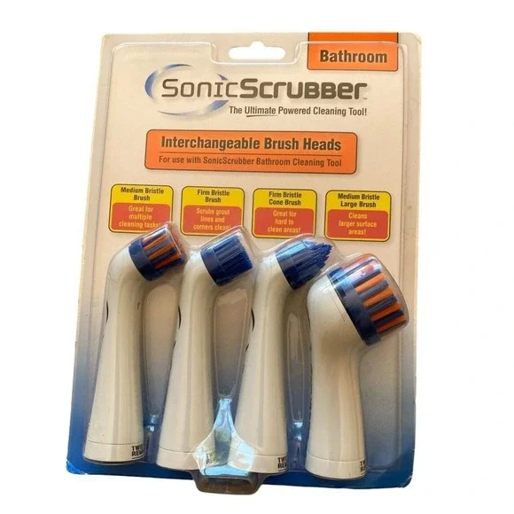Sonic Scrubber Power Cleaner Interchangeable Brush Heads Bathroom Cleaning Tool