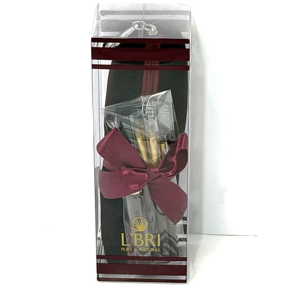 L'BRI 5 pc Eye Makeup Brush Set w/ Velvet Zip Travel Case Gift Birthday