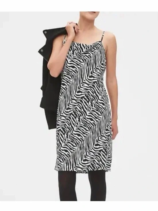 Banana Republic Factory Zebra Print Slip Shift Dress NWT