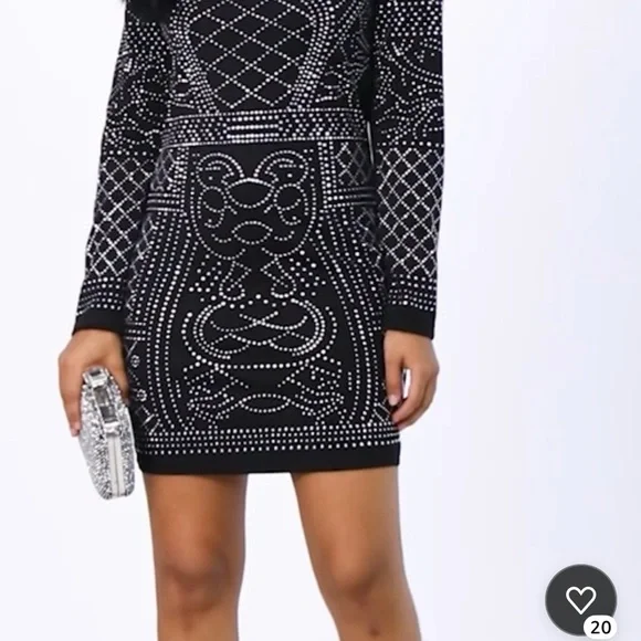 Navy Studded long sleeve Dress NEW size S