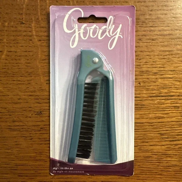 Vintage Goody Folding Travel Brush Comb Made‎ In USA Sealed Dark Green NOS