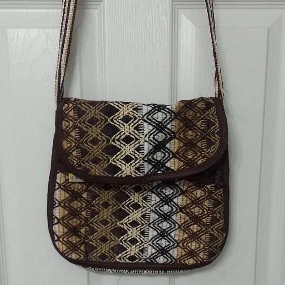 M.M.M Artesanias Brown and Cream Patterned Women's Bag