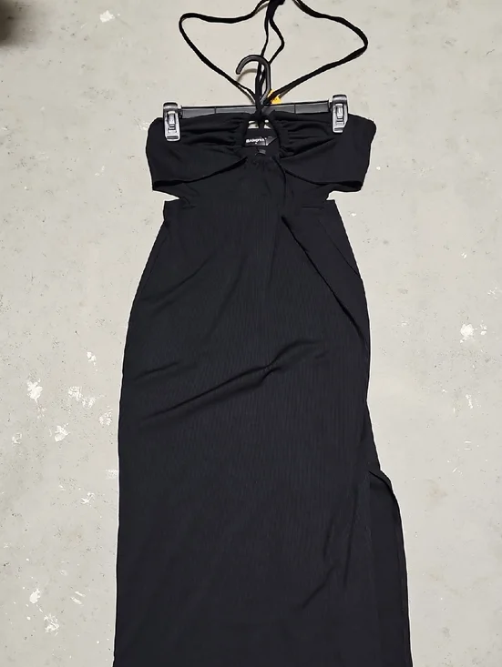 Nwt Black Strapless Maxi Dress with Halter Tie #69