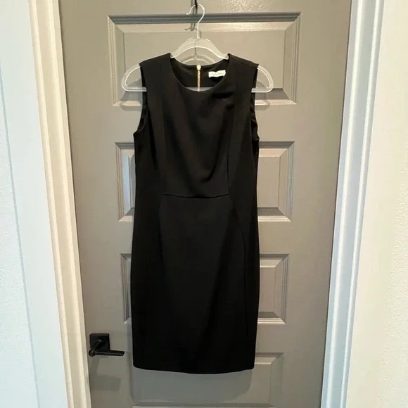 Calvin Klein Black A Line Asymmetrical Dress Size 10