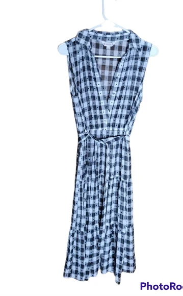 Nanette lepore new black white polka dot stripe checkered sleeveless dress 4 new