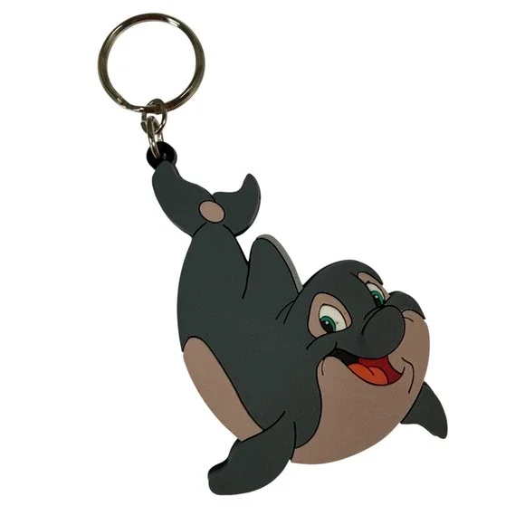 Disney Spot The Whale Keychain Gray Vintage Applause Bag Charm Little Mermaid