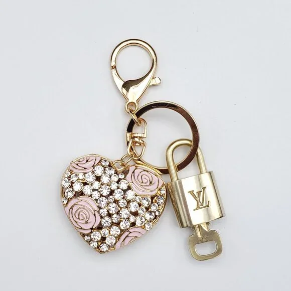 LV Gold Padlock & Key 🔒 Authentic Louis Vuitton Bag Unbranded Heart Charm