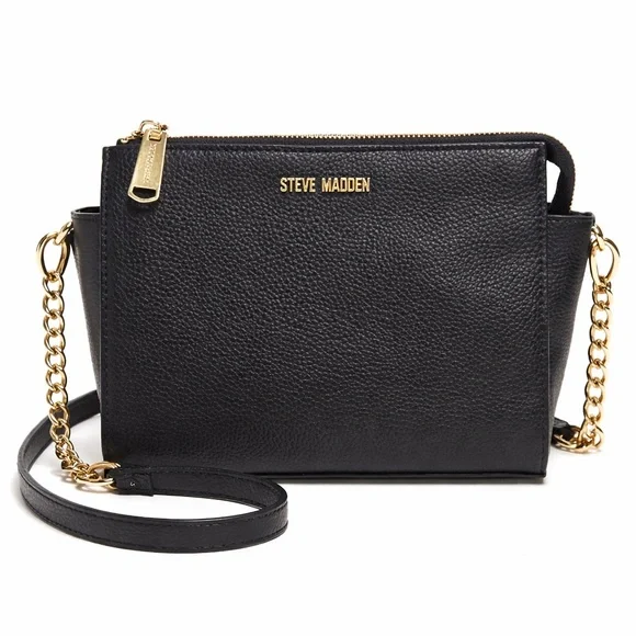 Steve Madden Black Crossbody Purse Gold Chain‎ Strap
