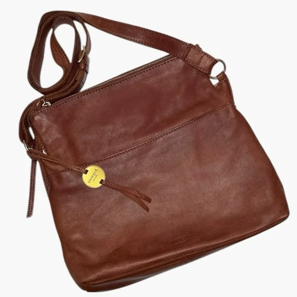 Margot Soft Leather Large Crossbody Hobo Bag Reddish Brown/ Rust Color Bag