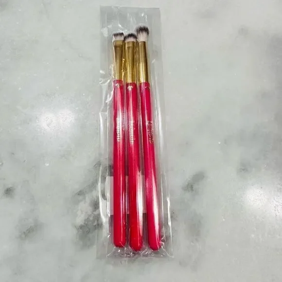 3 Piece Professional Eye Make Up Brushes in Red Set Ipsy New