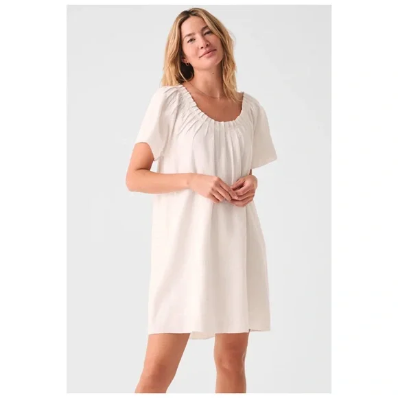 Faherty Annabelle Whisper White Organic Cotton Dress Size XS NWT