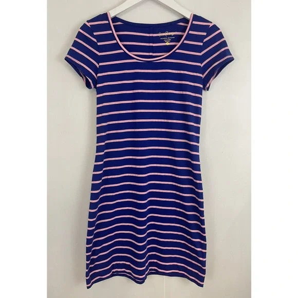 LILLY PULITZER T-Shirt DRESS COASTAL SHELL STRIPE $98‎ XS Preppy Beachy