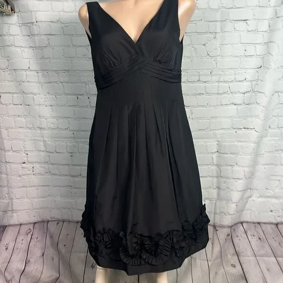 NW Collections Cocktail V Neck Sleeveless Taffeta Mini Dress