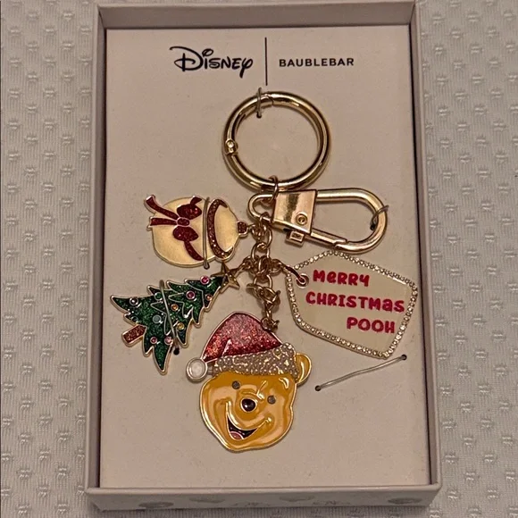 BaubleBar Disney Winnie The Pooh Holiday Keychain with Festive Charms