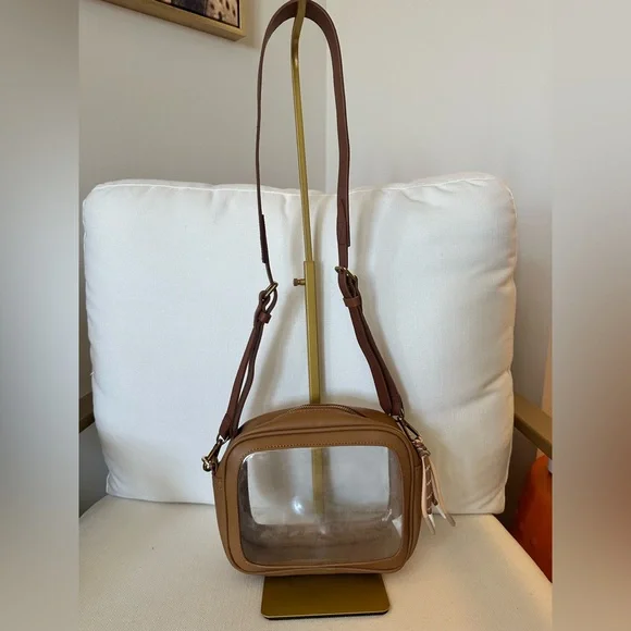 Transparent Brown Crossbody Stadium Bag