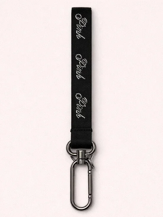 NWT PINK by Victoria’s Secret Black Bling Keychain Holder Wristlet