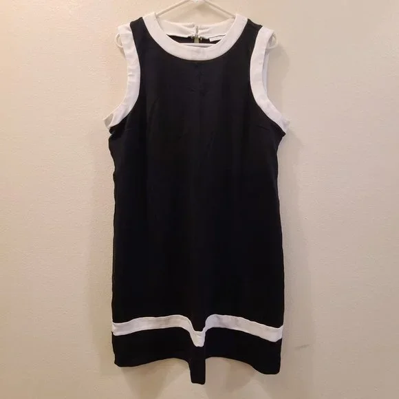 New York & Co. Dress Size XL Sleeveless Sheath Black White Geometric Lightweight