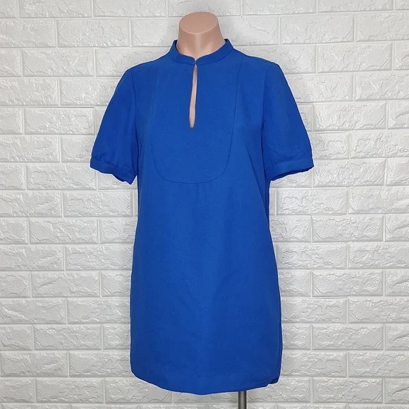 J. CREW Cobalt Blue Short Sleeve Tunic Shift Dress with Pockets