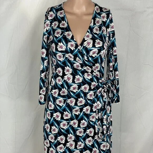Diane von Furstenberg Women's Julian Two Wrap Dress Fortune Vine Print Size XS