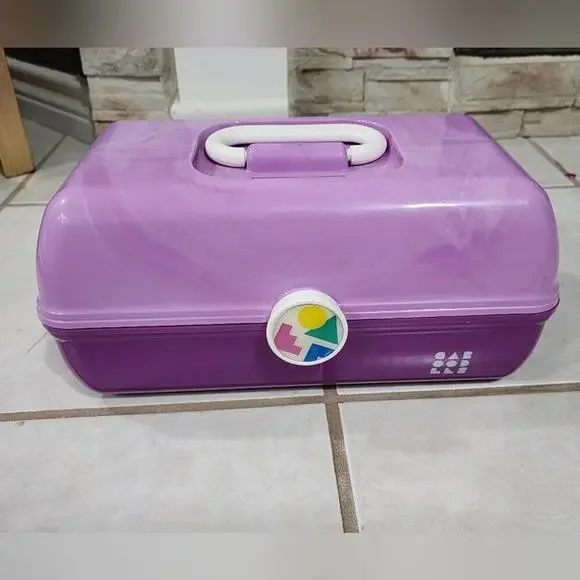 Caboodles purple makeup organizer traveler case made in the‎ USA