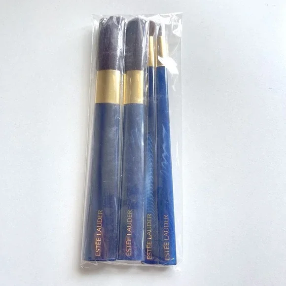 Vtg 4 Set‎ Estee Lauder Makeup Brushes Face Cheeks Eyes Powder/Bronzer Blue Gold