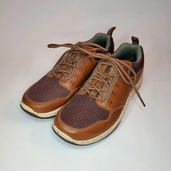 LL Bean Womens 9 M Brown Leather Mesh Trail Walking Shoes 503165 Speckled Midsol