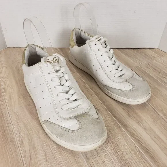 Sofft Regina Ladies White With Gold Trim Tennis Shoes Size 8M