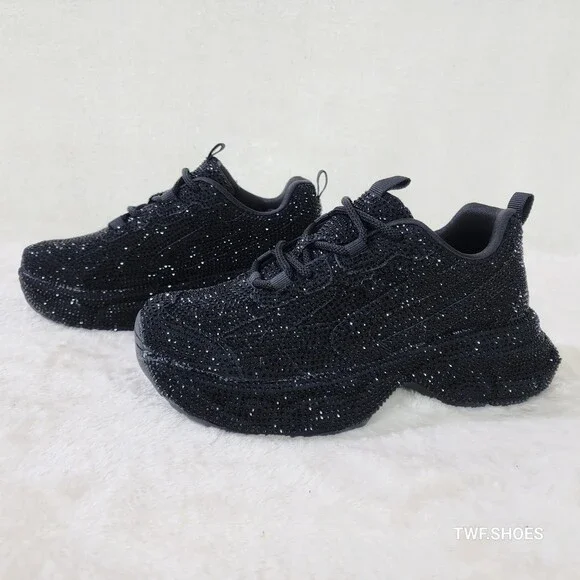 NIB Cush Dazzle Sport Rhinestone Comfy Platform Light Weight Sneakers