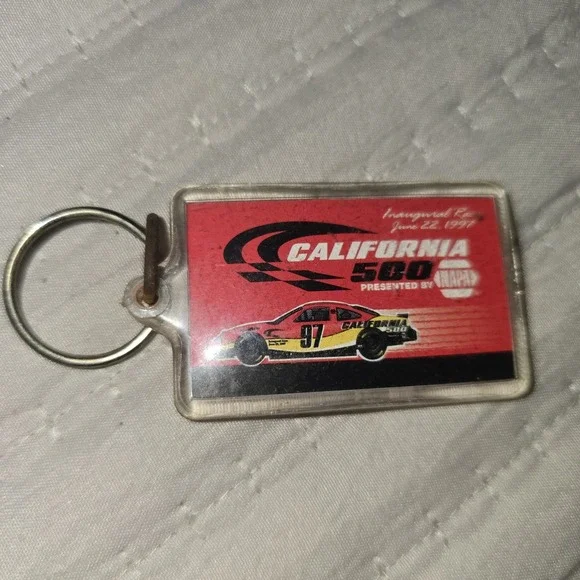 Vintage Acrylic Keychain NAPA California 500 Inaugural RACE 1997 Collectible‎