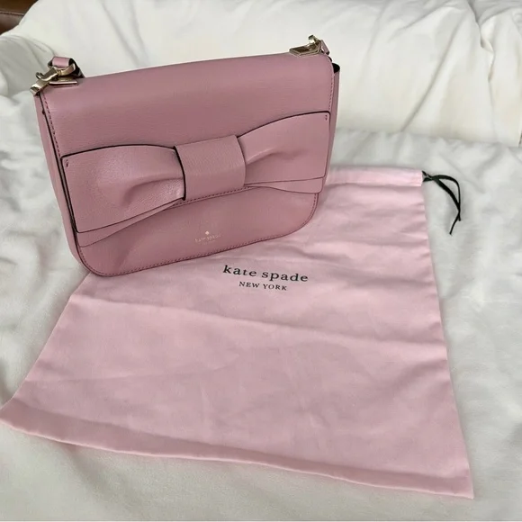 Kate Spade New York Pink Bow Crossbody Bag Burgundy Interior