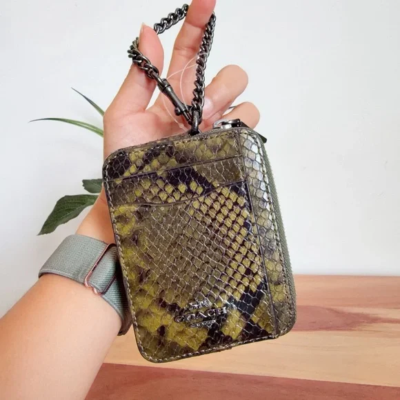 NWT Coach‎ Snake Print Zip Card Case