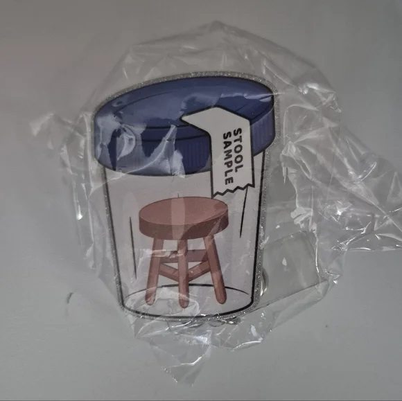 Novelty Badge Id Clip Glittery Comedy Stool Sample Nurse