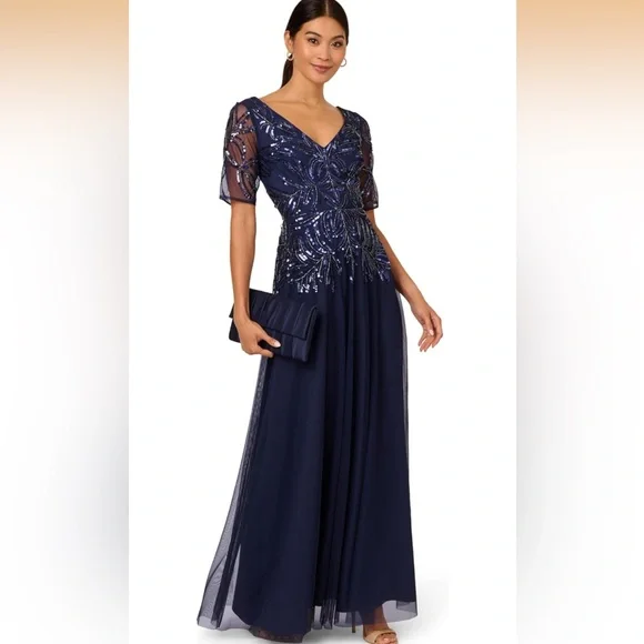 Elegant Navy Evening Gown
