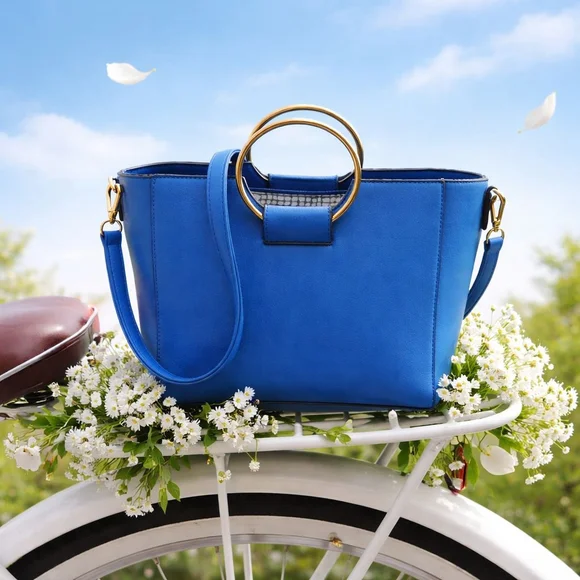 Women's Vieta Vibrant Blue Crossbody Bag with Gold Hardware Spring Summer Trends