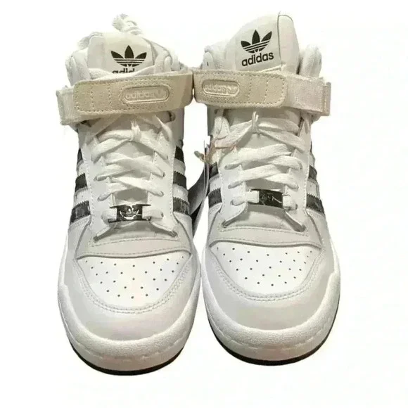 Adidas Basketball Shoe Women 11 White Black Marble Forum Mid Lace Up Sneaker NEW